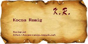 Kocsa Remig névjegykártya